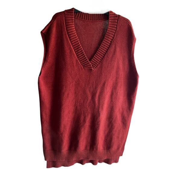 UNBRANDED rust brown boxy oversized v neck sweater vest sz XL fits plus sz XXL - Picture 1 of 6